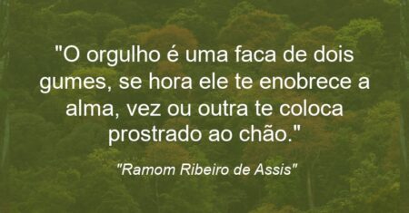 “O orgulho é uma faca de dois gumes, se hora ele te enobrece a alma, vez ou outra te coloca prostrado ao chão.”