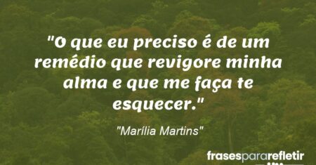“O que eu preciso é de um remédio que revigore minha alma e que me faça te esquecer.”
