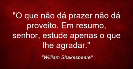 “O que não dá prazer não dá proveito. Em resumo, senhor, estude apenas o que lhe agradar.”