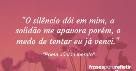 “O silêncio dói em mim, a solidão me apavora porém, o medo de tentar eu já venci.”