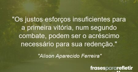 “Os justos esforços insuficientes para a primeira vitória, num segundo combate, podem ser o acréscimo necessário para sua redenção.”