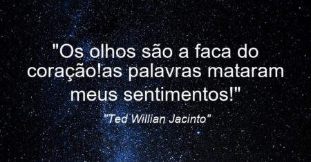 “Os olhos são a faca do coração!as palavras mataram meus sentimentos!”