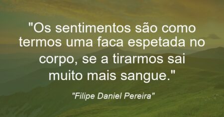 “Os sentimentos são como termos uma faca espetada no corpo, se a tirarmos sai muito mais sangue.”