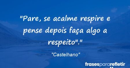 “Pare, se acalme respire e pense depois faça algo a respeito”.”