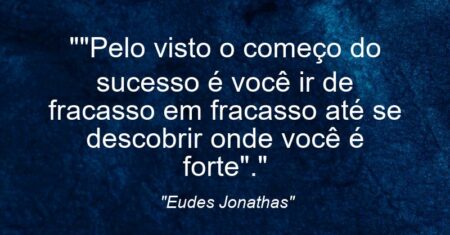 “”Pelo visto o começo do sucesso é você ir de fracasso em fracasso até se descobrir onde você é forte”.”