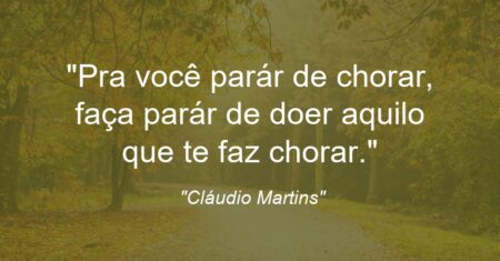 “Pra você parár de chorar, faça parár de doer aquilo que te faz chorar.”