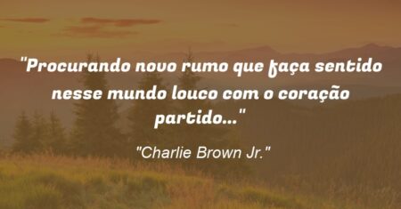 “Procurando novo rumo que faça sentido nesse mundo louco com o coração partido…”