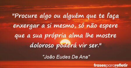 “Procure algo ou alguém que te faça enxergar a si mesmo, só não espere que a sua própria alma lhe mostre: doloroso poderá vir ser.”