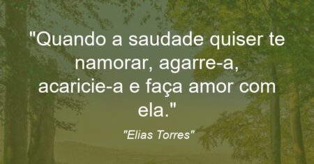 “Quando a saudade quiser te namorar, agarre-a, acaricie-a e faça amor com ela.”
