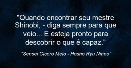 “Quando encontrar seu mestre Shinobi, – diga sempre para que veio… E esteja pronto para descobrir o que é capaz.”
