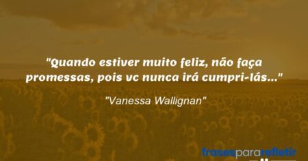 “Quando estiver muito feliz, não faça promessas, pois vc nunca irá cumpri-lás…”