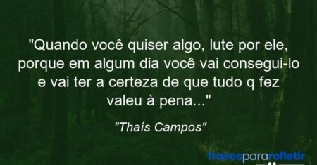 “Quando você quiser algo, lute por ele, porque em algum dia você vai consegui-lo e vai ter a certeza de que tudo q fez valeu à pena…”