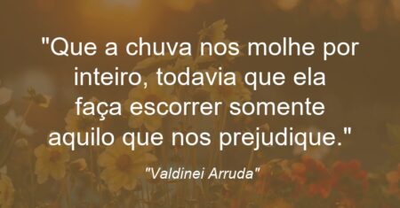 “Que a chuva nos molhe por inteiro, todavia que ela faça escorrer somente aquilo que nos prejudique.”