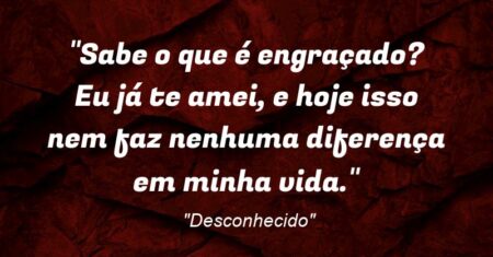 “Sabe o que é engraçado? Eu já te amei, e hoje isso nem faz nenhuma diferença em minha vida.”