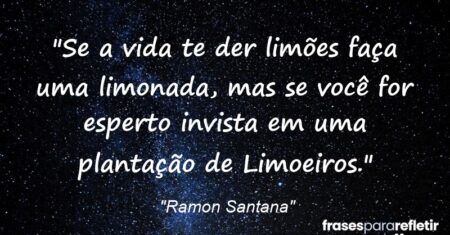 “Se a vida te der limões faça uma limonada, mas se você for esperto invista em uma plantação de Limoeiros.”