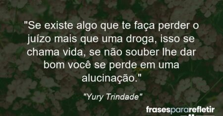 “Se existe algo que te faça perder o juízo mais que uma droga, isso se chama vida, se não souber lhe dar bom você se perde em uma alucinação.”