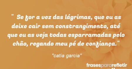 “Se for a vez das lágrimas, que eu as deixe cair sem constrangimento, até que eu as veja todas esparramadas pelo chão, regando meu pé de confiança.”