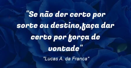 “Se não der certo por sorte ou destino,faça dar certo por força de vontade”