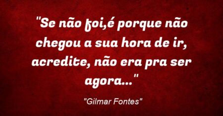 “Se não foi,é porque não chegou a sua hora de ir, acredite, não era pra ser agora…”