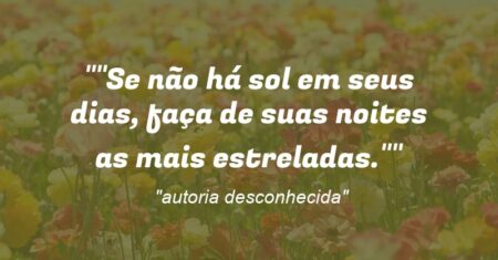 “”Se não há sol em seus dias, faça de suas noites as mais estreladas.””