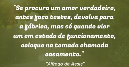 “Se procura um amor verdadeiro, antes faça testes, devolva para a fábrica, mas só quando vier um em estado de funcionamento, coloque na tomada chamada casamento.”