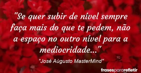 “Se quer subir de nível sempre faça mais do que te pedem, não a espaço no outro nível para a mediocridade…”