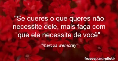 “Se queres o que queres não necessite dele, mais faça com que ele necessite de você”