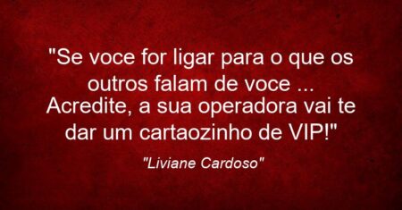 “Se voce for ligar para o que os outros falam de voce … Acredite, a sua operadora vai te dar um cartaozinho de VIP!”