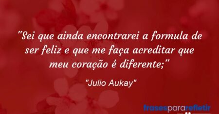 “Sei que ainda encontrarei a formula de ser feliz e que me faça acreditar que meu coração é diferente;”