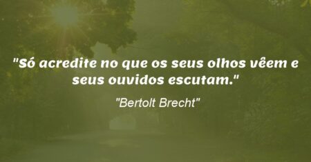 “Só acredite no que os seus olhos vêem e seus ouvidos escutam.”