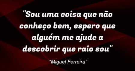 “Sou uma coisa que não conheço bem, espero que alguém me ajude a descobrir que raio sou”