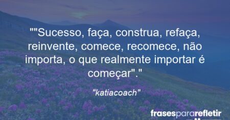“”Sucesso, faça, construa, refaça, reinvente, comece, recomece, não importa, o que realmente importar é começar”.”