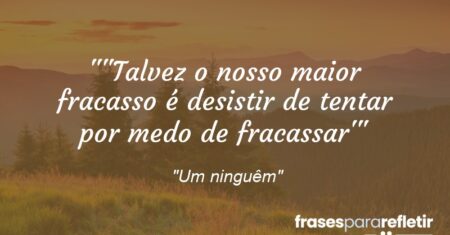 “”Talvez o nosso maior fracasso é desistir de tentar por medo de fracassar'”