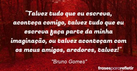 “Talvez tudo que eu escreva, aconteça comigo, talvez tudo que eu escreva faça parte da minha imaginação, ou talvez aconteçam com os meus amigos, aredores, talvez!”