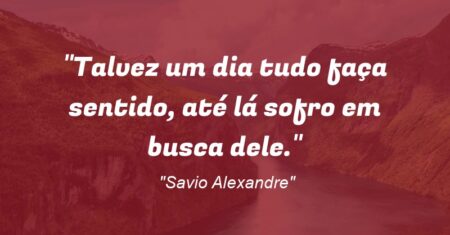 “Talvez um dia tudo faça sentido, até lá sofro em busca dele.”