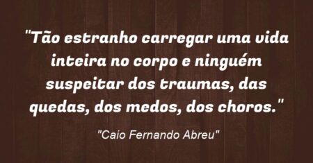 “Tão estranho carregar uma vida inteira no corpo e ninguém suspeitar dos traumas, das quedas, dos medos, dos choros.”