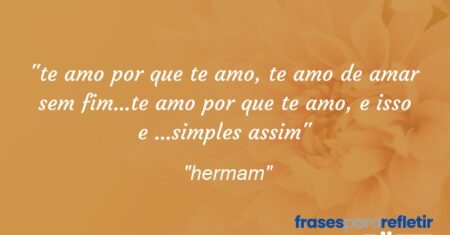 “te amo por que te amo, te amo de amar sem fim…te amo por que te amo, e isso e …simples assim”