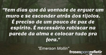 “Tem dias que dá vontade de erguer um muro e se esconder atrás dos tijolos. É preciso de um pouco de paz de espírito. É necessário rabiscar na parede da alma e colocar tudo pra fora.”