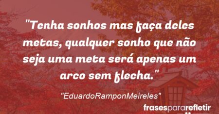 “Tenha sonhos mas faça deles metas, qualquer sonho que não seja uma meta será apenas um arco sem flecha.”