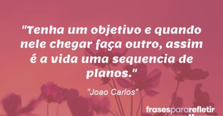 “Tenha um objetivo e quando nele chegar faça outro, assim é a vida uma sequencia de planos.”