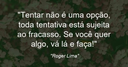 “Tentar não é uma opção, toda tentativa está sujeita ao fracasso. Se você quer algo, vá lá e faça!”