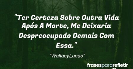 “Ter Certeza Sobre Outra Vida Após A Morte, Me Deixaria Despreocupado Demais Com Essa.”