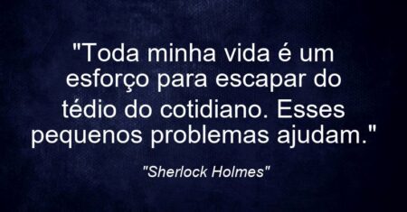 “Toda minha vida é um esforço para escapar do tédio do cotidiano. Esses pequenos problemas ajudam.”