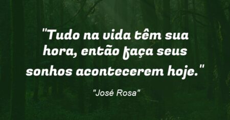 “Tudo na vida têm sua hora, então faça seus sonhos acontecerem hoje.”