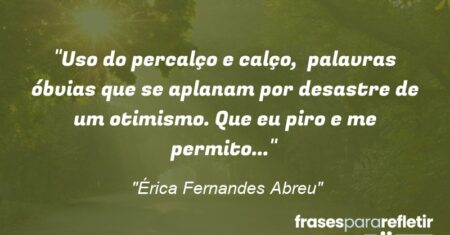 “Uso do percalço e calço, palavras óbvias que se aplanam por desastre de um otimismo. Que eu piro e me permito…”