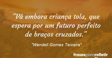 “Vá embora criança tola, que espera por um futuro perfeito de braços cruzados.”