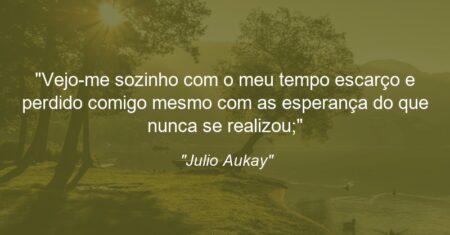 “Vejo-me sozinho com o meu tempo escarço e perdido comigo mesmo com as esperança do que nunca se realizou;”