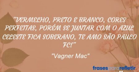 “VERMELHO, PRETO E BRANCO, CORES PERFEITAS, PORÉM SE JUNTAR COM O AZUL CELESTE FICA SOBERANO, TE AMO SÃO PAULO FC!”