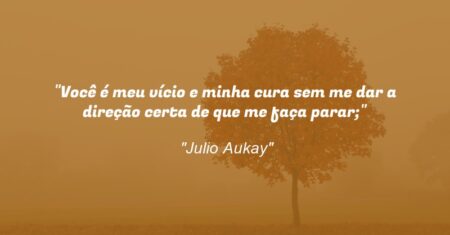 “Você é meu vício e minha cura sem me dar a direção certa de que me faça parar;”
