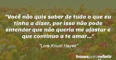 “Você não quis saber de tudo o que eu tinha a dizer, por isso não pode entender que não queria me afastar e que continuo a te amar…”
